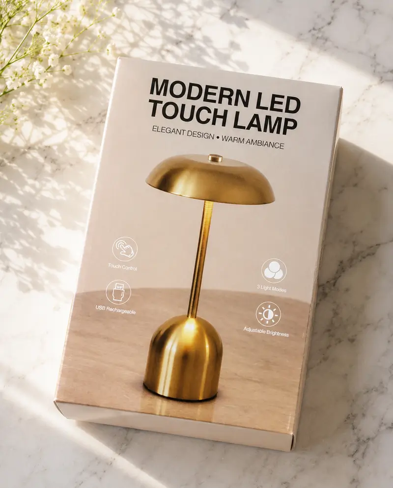 Cordless LED Touch Lamp – USB Rechargeable Table Lamp with 3 Light Modes & Adjustable Brightness, Gold/Brass Finish - Image 2