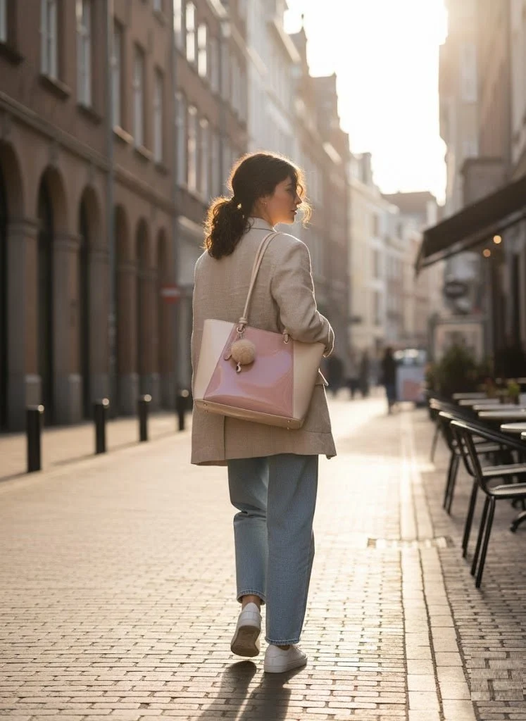 Two-Tone Elegant Tote Handbag - Image 3