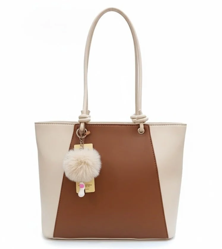 Two-Tone Elegant Tote Handbag - Image 4